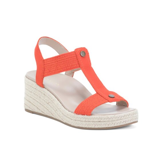 VIONIC Cherry Tomato Leather Calera Wedge Comfort Sandals - Picture 1 of 2